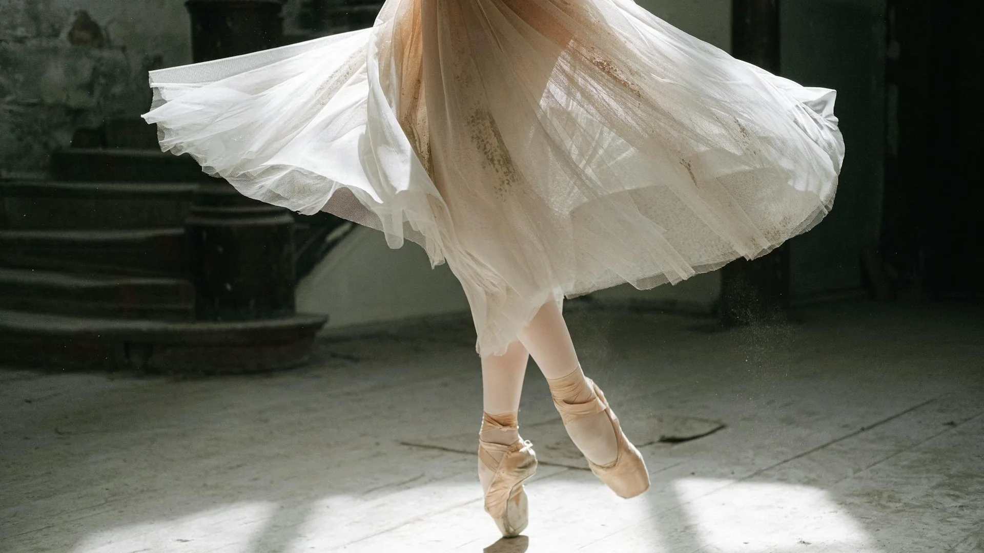 Two dancers in close, mirrored contact on a bare stage, illustrative of zero degrees